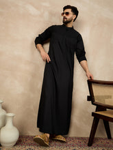 Nabia Black Solid Thobe/Jubba For Men