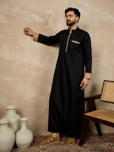 Nabia Black Solid Zip Closure Jubba/Thobe