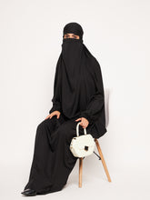 Nabia Black Solid Free Size Adjustable Nosepiece Jilbab Abaya for Girls and Women