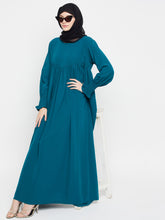 Green A-line Abaya with Black Georgette Scarf