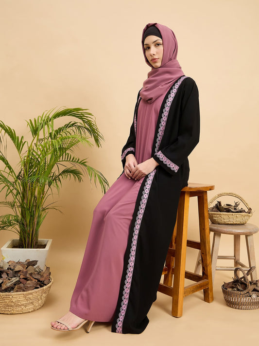 Nabia Modest Lace Abaya with Matching Hijab for Women
