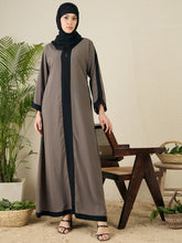 Nabia Grey  Aline Abaya with Black Georgette Hijab