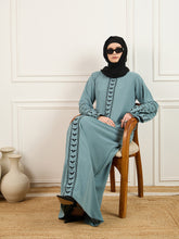 Nabia Embroidered Kefiyyeh Abaya with Black Georgette Hijab