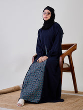 Nabia Blue A-line Abaya with Black Georgette Hijab
