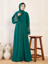 Nabia Green Handwork Luxury Abaya with Matching Hijab