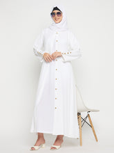 Front Open White Rayon Abaya Burqa with Black Hijab