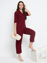 Nabia Women Maroon Solid Co-Ord Set