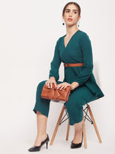Nabia Women Bottle Green Solid Co-Ord Set