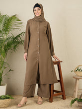 Nabia Oat (Khaki) Solid Co-ord Set for Women