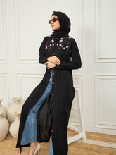 Nabia Front Open Embroidery Abaya with Matching Georgette Hijab