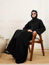 Black Solid Luxury Abaya with Matching Georgette Hijab