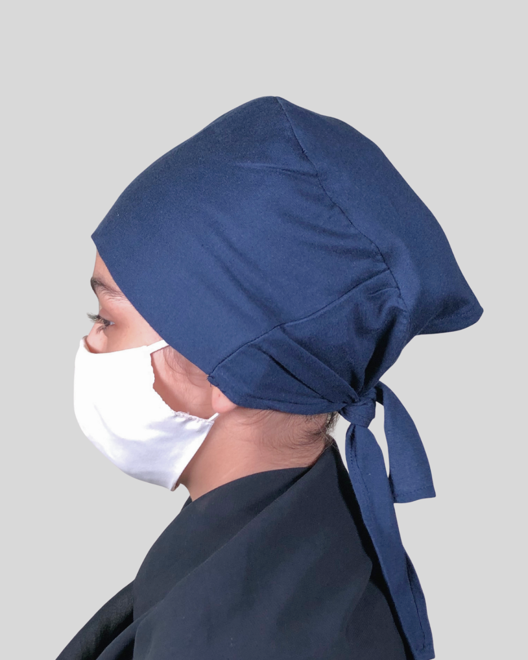 Plain Blue Tie-Back Undercap Hijab