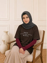 Modest Deen Over Dunya Brown T-Shirt for Women