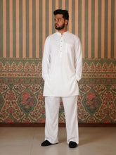 Men’s Cotton Linen Relaxed fit Kurta Sets-White