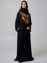Modest Embroidered Black Abaya for Women with Black Hijab
