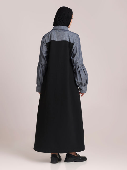 Fleece Denim Dress for Women – Modest Winter Wear