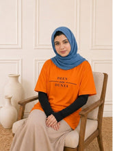Modest Deen Over Dunya Orange T-Shirt for Women