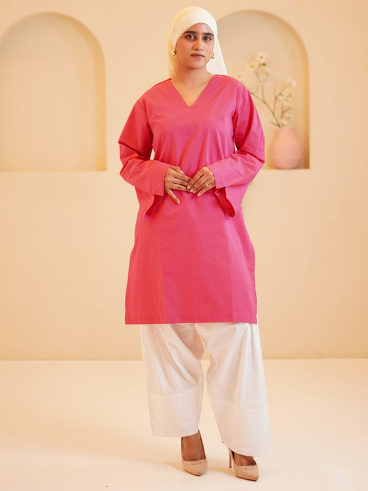 Women’s Modest Solid Pink Farsi Set