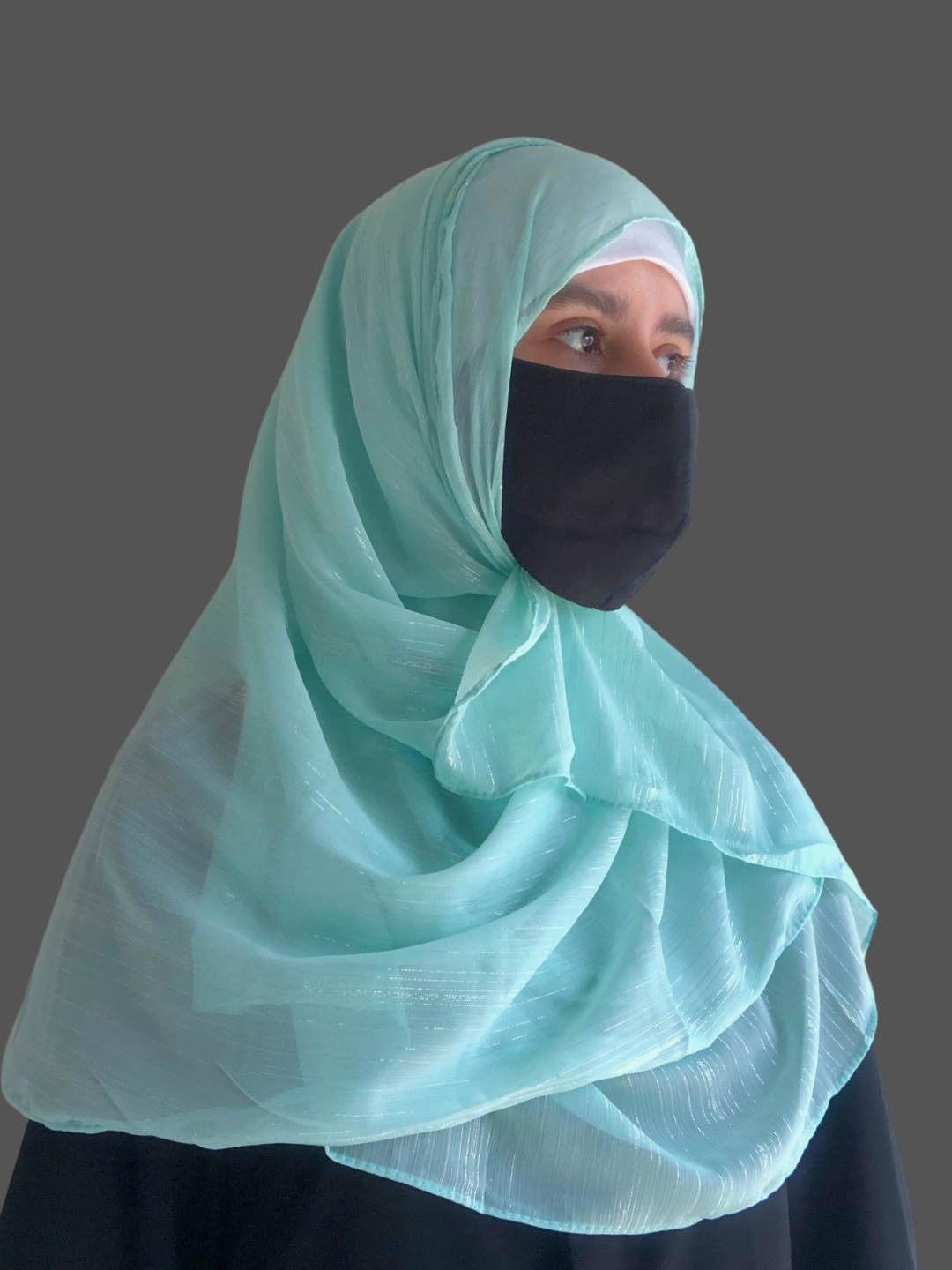 Nabia Aqua Chiffon Metallic Shimmer Hijab