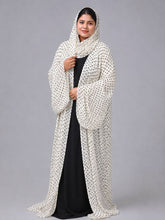 Modest Polka Printed Shrug Abaya with Black Inner & Matching Hijab