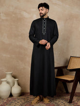 Men’s Black Embroidered Arabic Thobe /Jubba