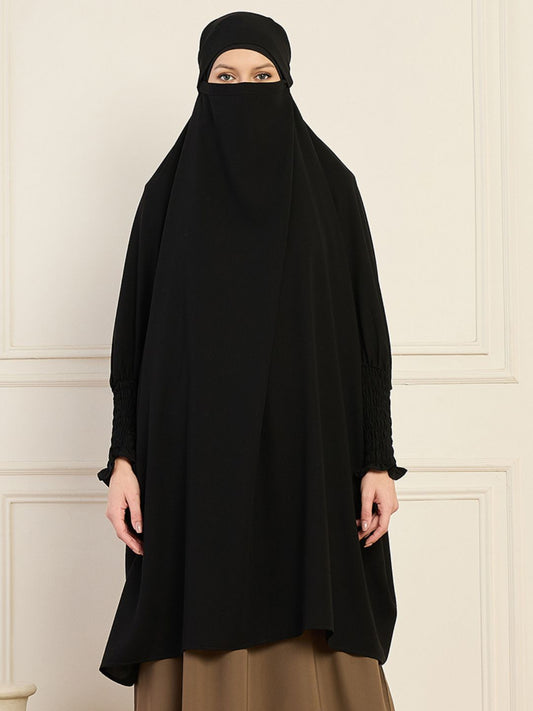 Nabia Black Solid Free Size Prayer Khimar