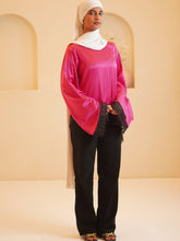 Women’s Modest Pink Asymmetric Lace Tunic Top