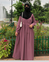 Nabia Puce Pink Solid Abaya for Women with Georgette Scarf