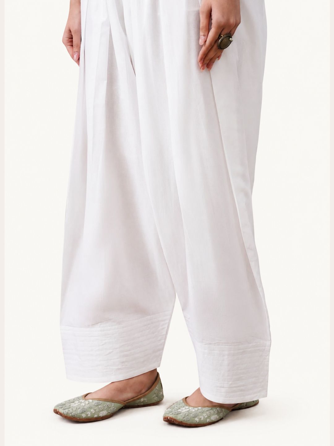 White Cotton Farshi Salwar for Women