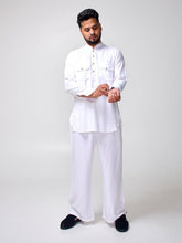 Nabia Men’s White Solid Farsi Kurta Pants Set