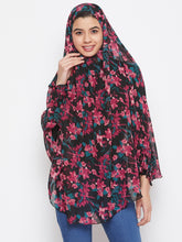 Nabia Women Black Floral Printed Khimar Hijab