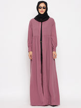 Nabia Women Fuse Pink Nida Matte Abaya With Georgette Scarf