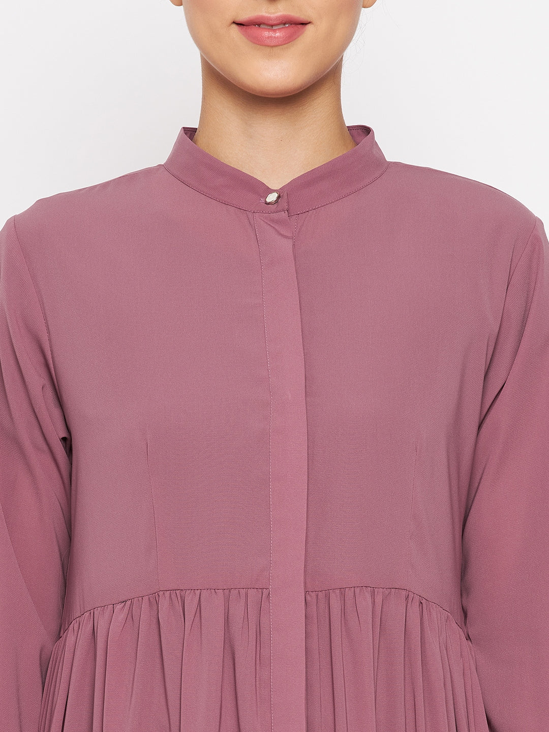 Nabia Women Fuse Pink Nida Matte Abaya With Georgette Scarf