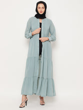Clearance: Nabia Green Frill Women Abaya with Georgette Scarf