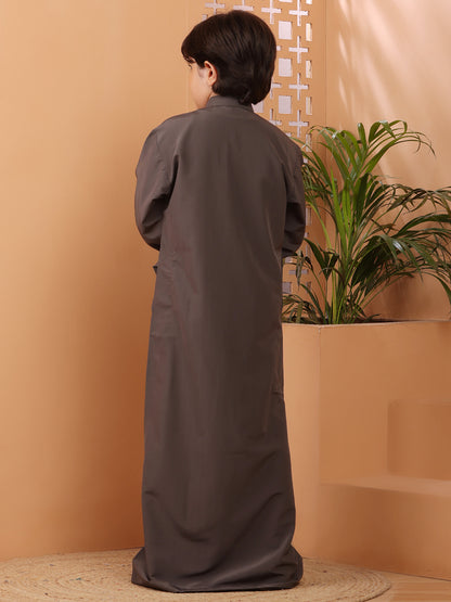 Nabia Grey Solid Boy's Thobe/Jubba