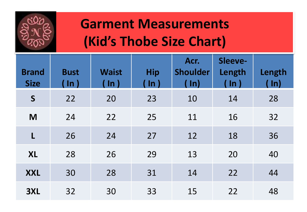 Product size chart
