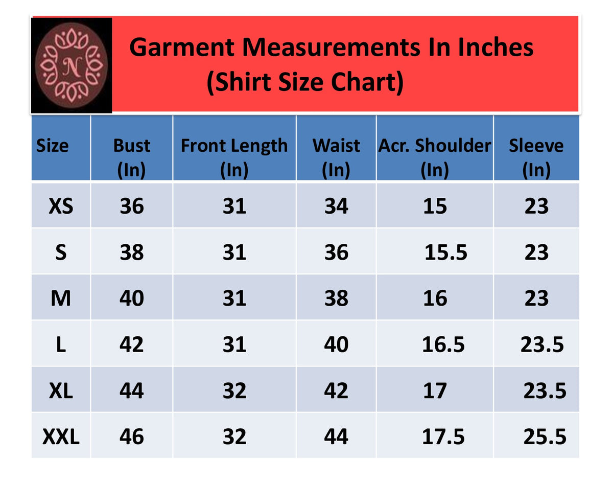 Product size chart