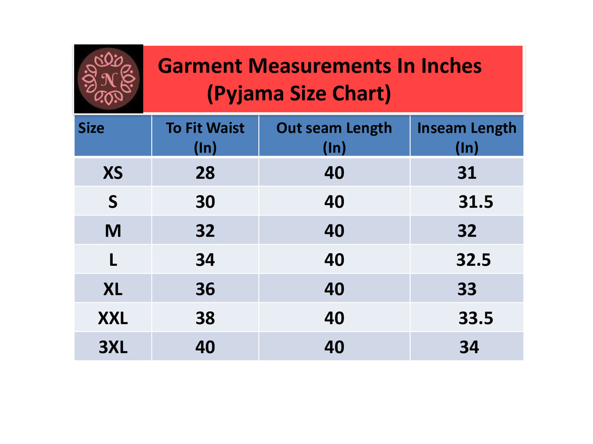 Product size chart