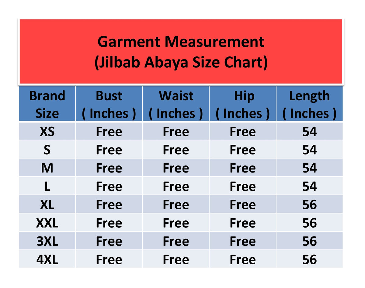 Product size chart