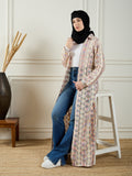 Nabia Front Open Cotton Knitted MultiColor Shrug with Black Georgette Hijab