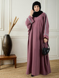 Nabia Embroidery Abaya with Black Georgette Hijab