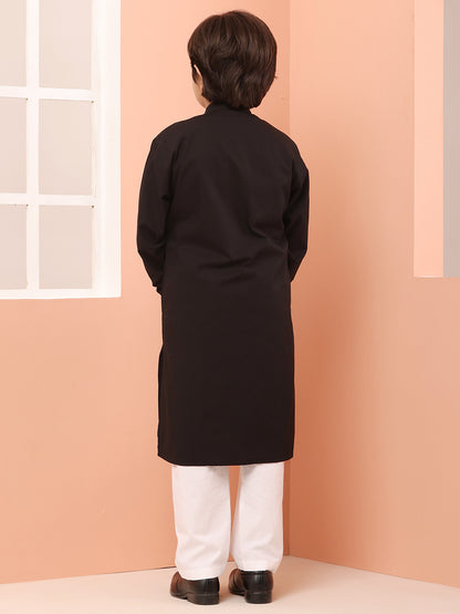 Nabia Black Kurta Pajama Set for Kids Boys