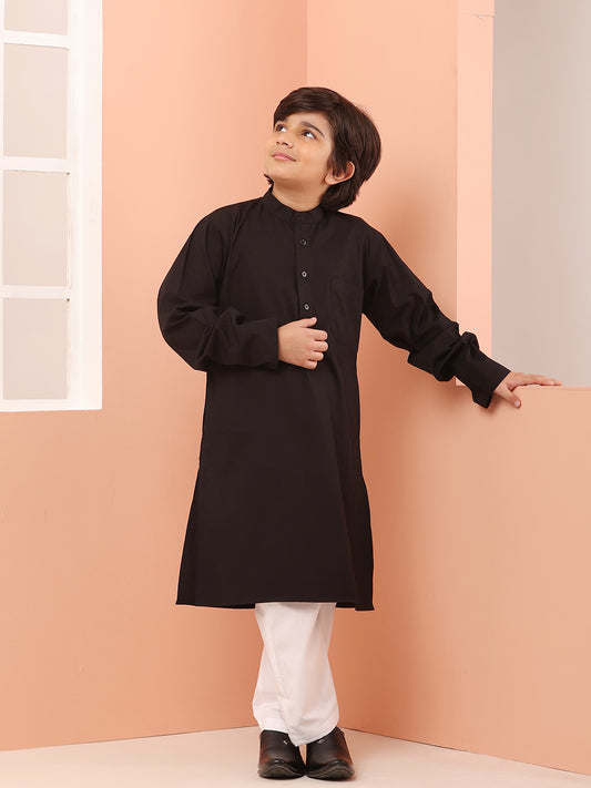Nabia Black Kurta Pajama Set for Kids Boys