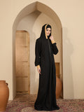 Modest Front Open Black Hoodie Jersey Abaya