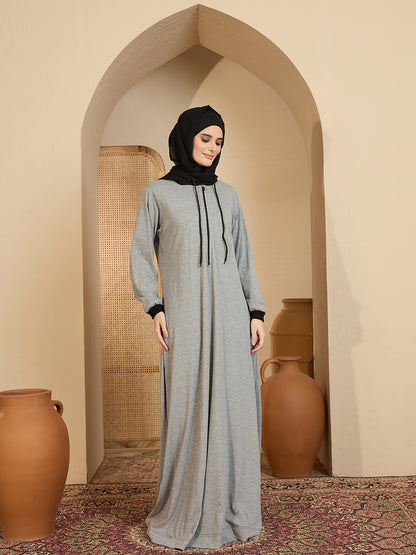 Modest Jersey Abaya with Stylish Black Hood