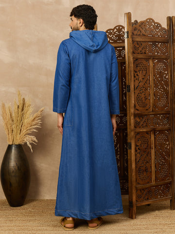 Men's Blue Denim Thobe with Hood