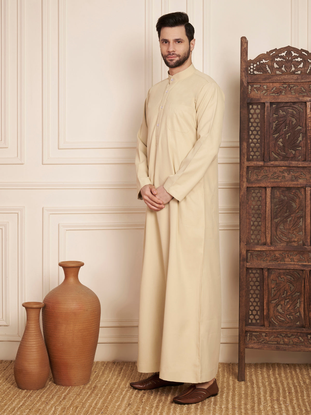 Men’s Poly Cotton Solid Thobe
