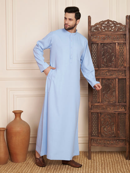 Men’s Light Sky Blue Solid Thobe