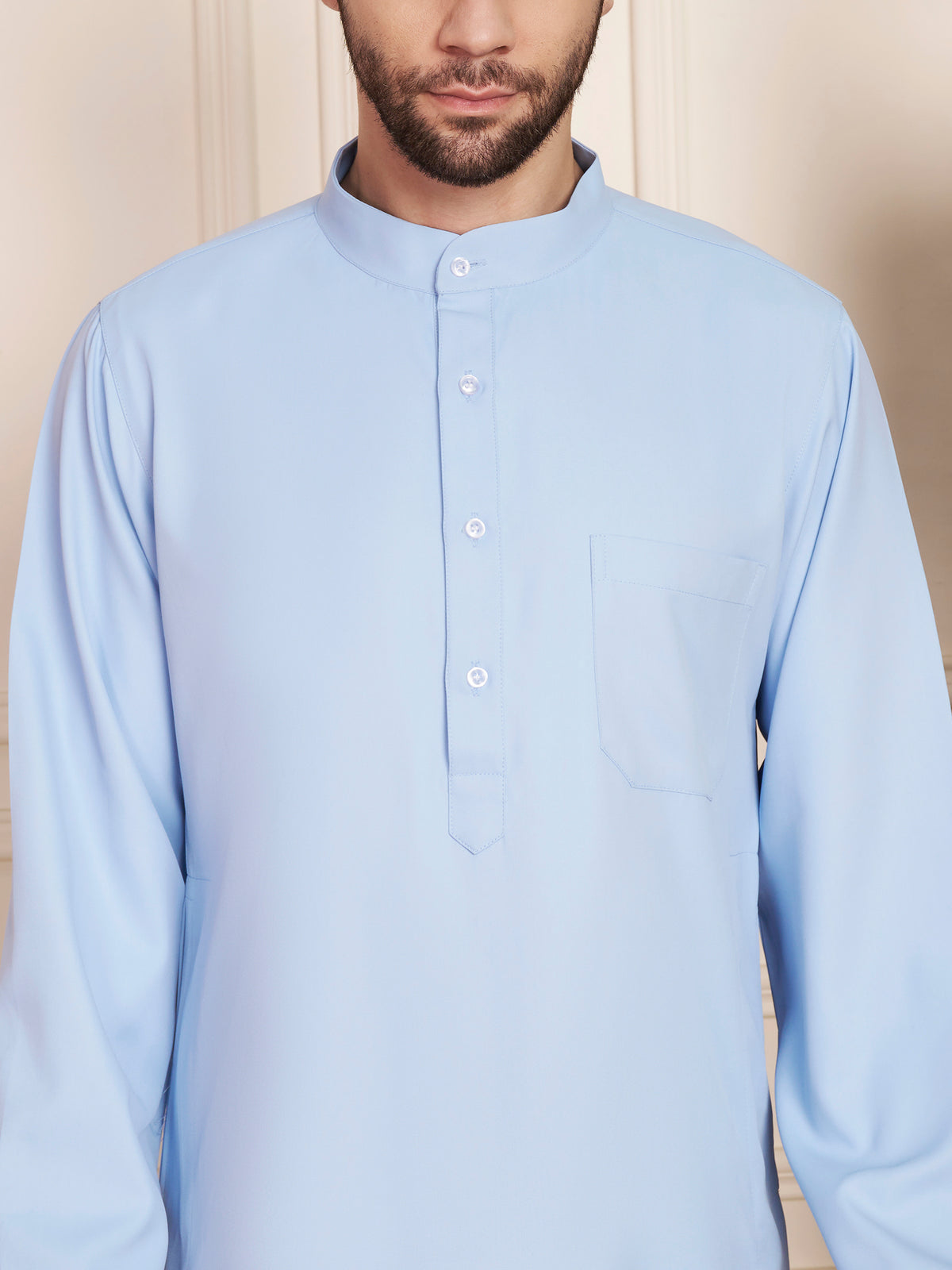 Men’s Light Sky Blue Solid Thobe