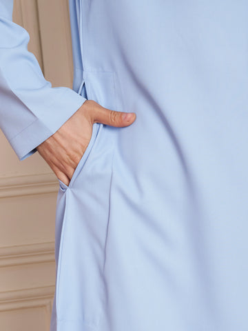 Men’s Light Sky Blue Solid Thobe